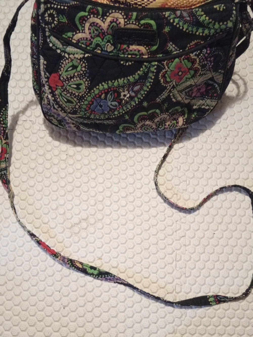 Vera Bradley Black Quilted Paisley Crossbody with Multicolor Accents#adjustable